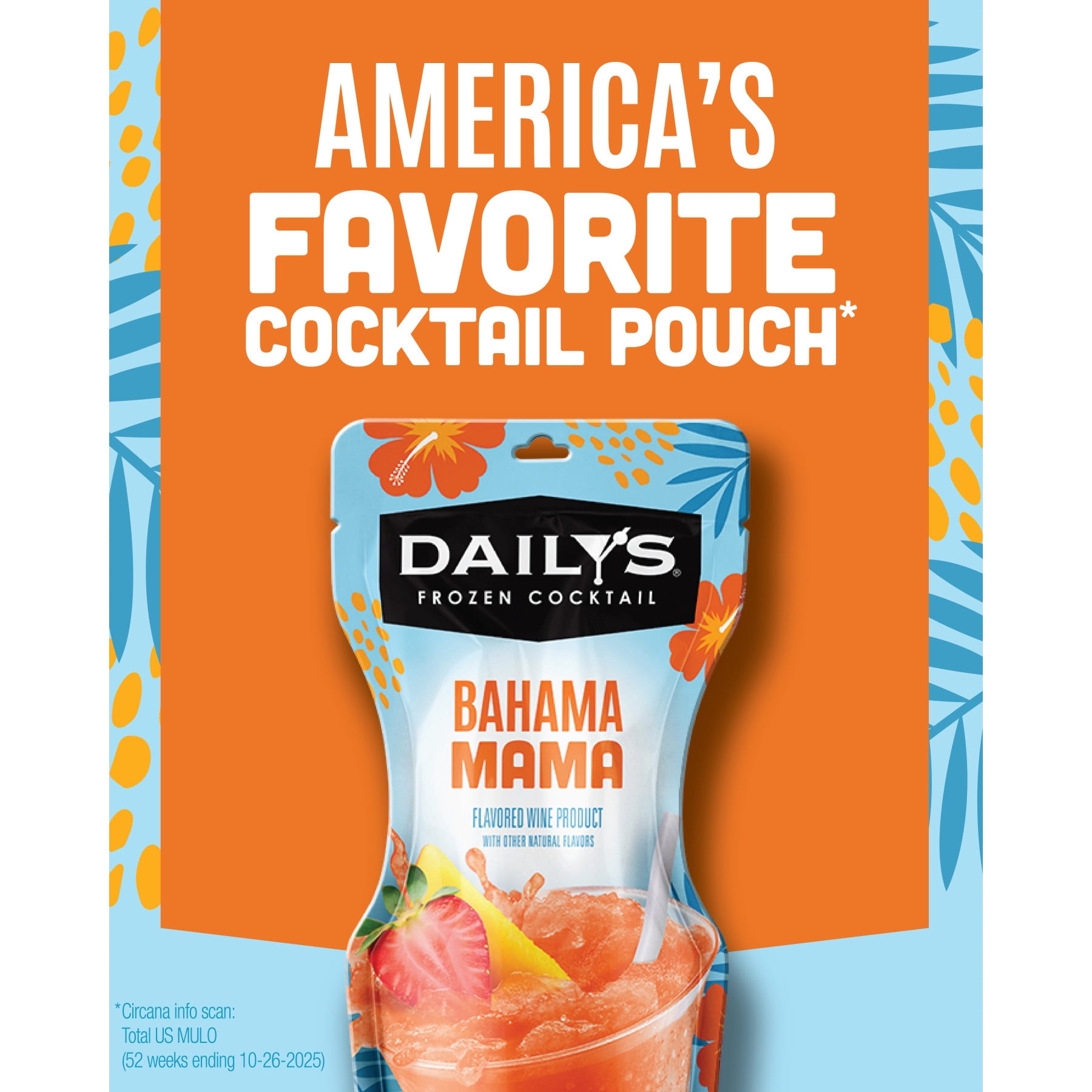 Daily's Bahama Mama Orange Tropical Wine Based Cocktail, 10 oz Pouch, 5.0% ABV