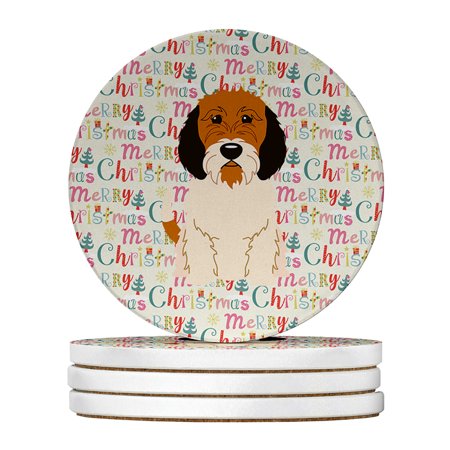 

Merry Christmas Petit Basset Griffon Veenden Large Sandstone Coasters Pack of 4 4 in x 4 in