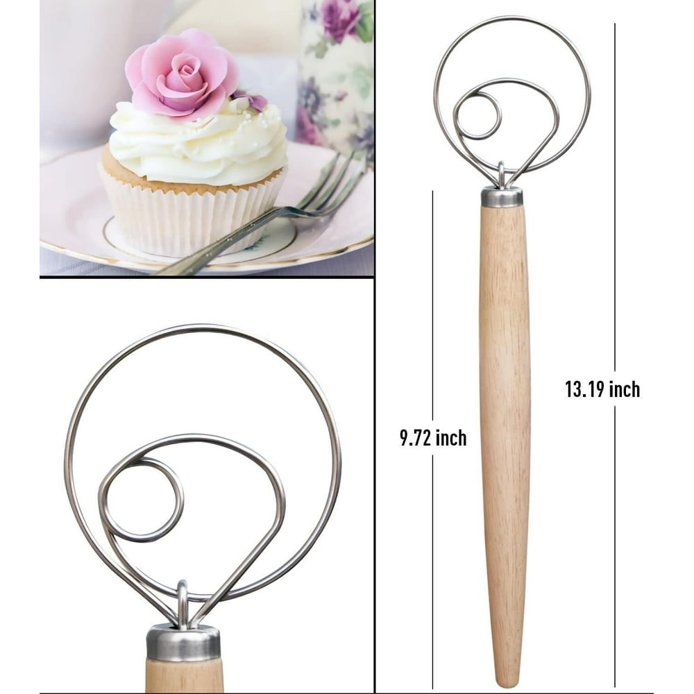 13inch Danish Dough Whisk Bread Mixer, Hook Dutch Pizza Dough Making Bread Mixer Whisk Hooks