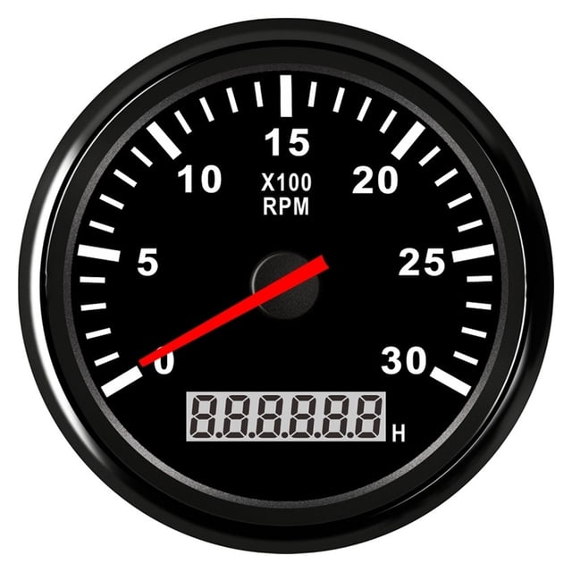 85mm Car Boat Tacho Sensor Marine Tacho Meter with LCD Hourmeter 3000 4000 6000 8000 RPM Boat Tachometer 12V/24V Red Backlight ,Wide Applicability