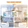 thumbnail image 6 of Sofucor 52 Inch Ceiling Fan with Lights and Remote Control-Modern Solid Wood Blade Ceiling Fan for Bedroom Living Room Indoor Outdoor Farmhouse Patio, Noiseless DC Motor, Natural Wood, 6 of 13