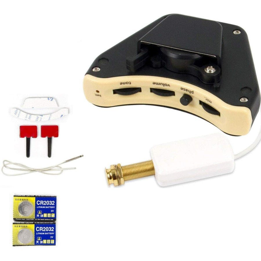 Acoustic Guitar Soundhole Preamp Piezo Pickup EQ with Microphone