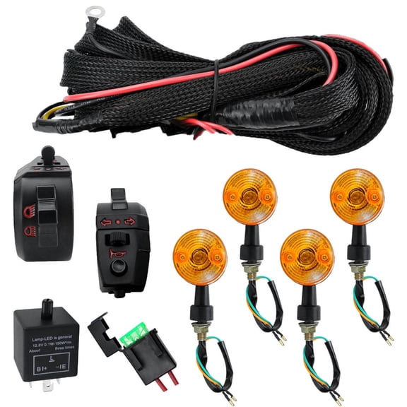 Motorcycle Turn Signals Light set with Completes Wiring Harness Horn & Flashing for Simple Installation & Long Lasting U