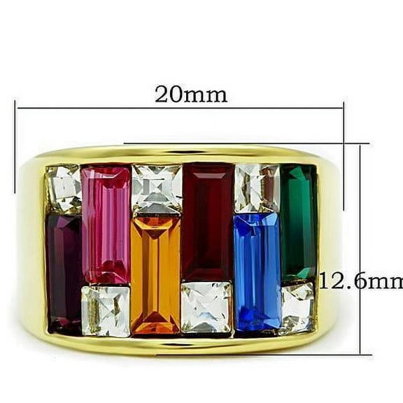 TK1397 - IP Gold(Ion Plating) Stainless Steel Ring with Top Grade Crystal in Multi Color