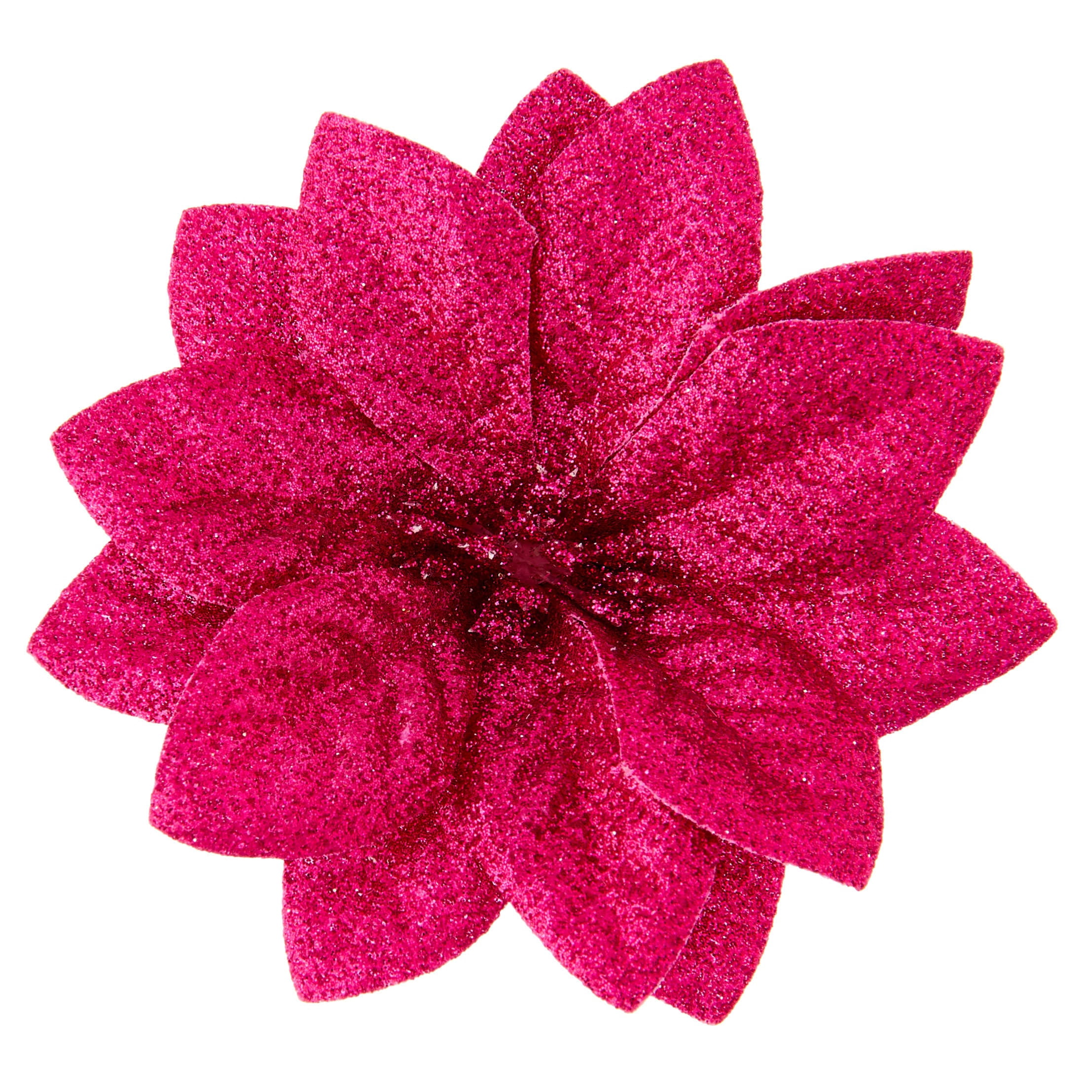 Hot Pink Poinsettia Christmas Clip Ornament, 3.8", by Holiday Time