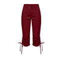 thumbnail image 4 of Women's Laceup Hem Cargo Capris Straight Leg Lightweight Summer Loose Streetwear Hiking Pants with Pockets, 4 of 9