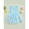 thumbnail image 4 of Arvbitana Toddler Baby Girls Princess Dress Sleeveless Ruffle Floral Print Patchwork Tulle Dresses Summer Lovely Outfits for Daily Party Wear 12M-5T, 4 of 9