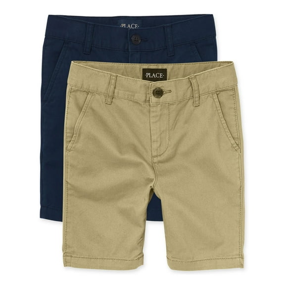 The Children's Place Boys Uniform Stretch Chino Shorts, 2-Pack, Sizes 4-16