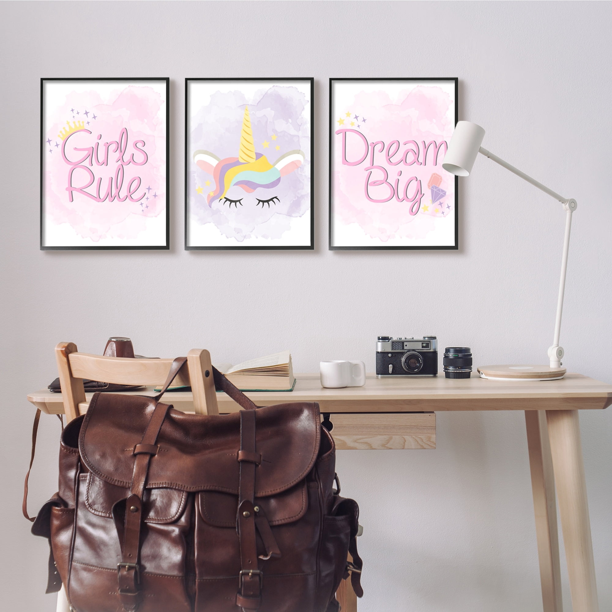 Stupell Indtries Girls Rule Dream Big Star Crown Unicorn,16 x 20,Design by Kim Allen