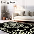 thumbnail image 2 of ODIKA 4'x6' Machine Washable Non-Slip Area Rug, Elegant Floral Baroque Medallion High Traffic Rug, Black, 565098, 2 of 7