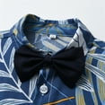 thumbnail image 5 of Toddler Boys Summer Hawaiian Outfit Kids Boy Short Bowtie Shirt Top Shorts Sets Clothes for Little Boys,Dark Blue,2-3 Years, 5 of 7