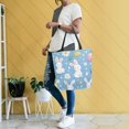thumbnail image 4 of FORMRS Womens Canvas Tote Bag with Zipper Inner Pocket Shoulder Handbag, Cartoon Easter Bunnies, 4 of 7