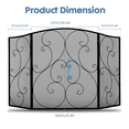 thumbnail image 3 of Gianna 51" Fireplace Screen with Hinged Doors, 3 Panel Spark Guard Cover, 30.7" H Wrought Iron Metal Safety Gate for Fireplace and Living Room, Black, 3 of 6