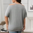 thumbnail image 3 of Annhoo Womens Plus Size Tops V Neck off the Shoulder Lace Short Sleeve Shirts 2031 Summer Loose Casual Blouses, 3 of 4