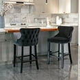 thumbnail image 2 of Velvet Counter Stools Bar Stools Set of 2 Barstools Contemporary Upholstered Wing-Back with Button Tufted Decoration and Wooden Legs and Chrome Nailhead Trim Leisure Style Bar Chairs, 2 of 23