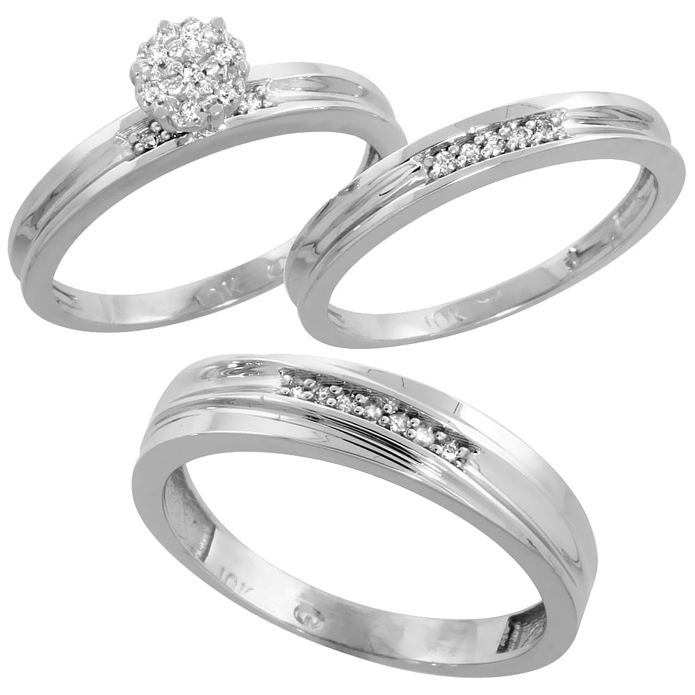 Gabriella Gold 10k White Gold Diamond Trio Engagement