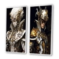 thumbnail image 3 of Designart "Sci-Fi Portrait White & Gold Cyborg Soldier III" Robot Framed Wall Art Set Of 2 - Modern Gold Framed Canvas Set For Living Room Decor, 3 of 6