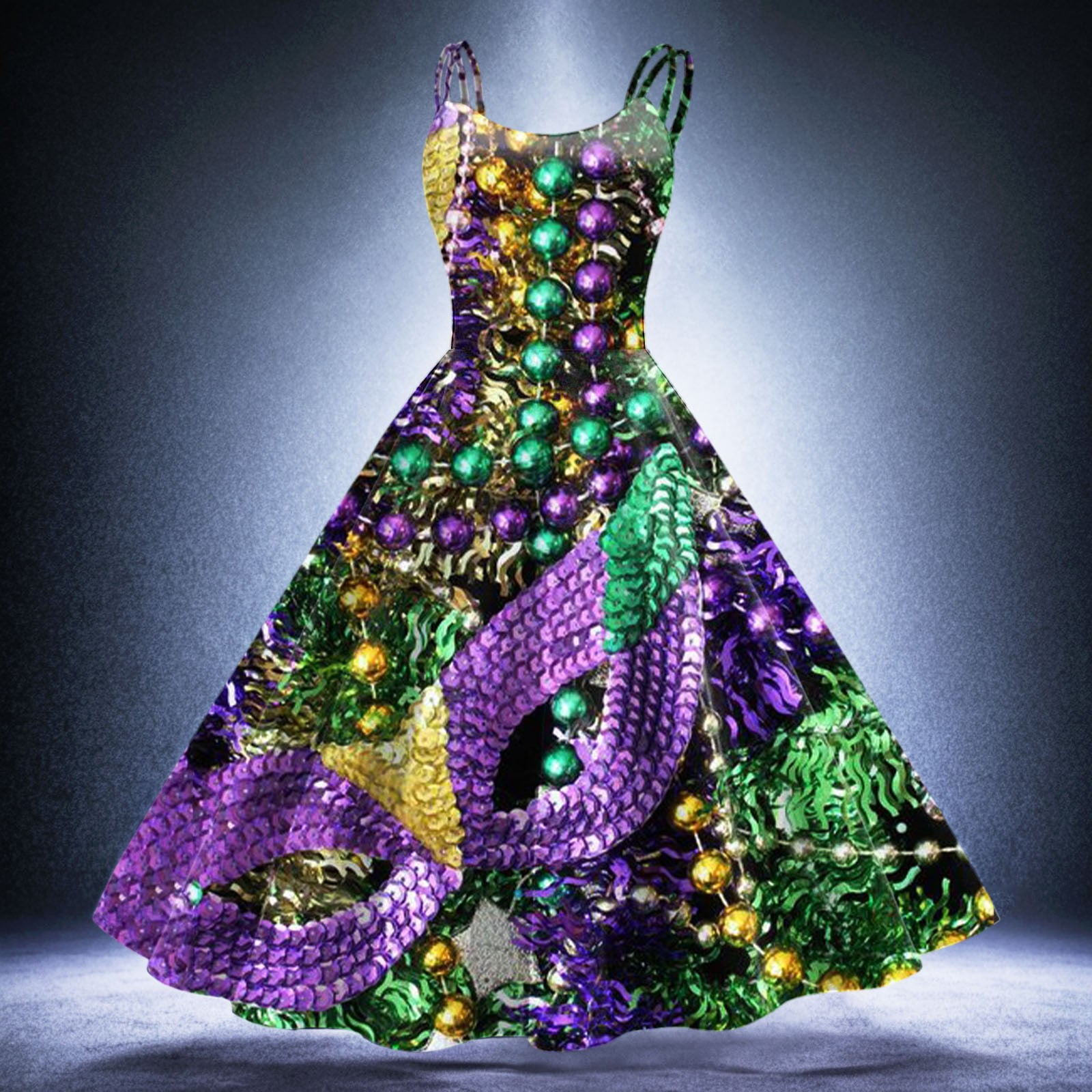 A Line Formal Sleeveless Mardi Gras Swing Dress - image 2