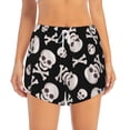 thumbnail image 3 of Uemuo black white Skull bone Pattern Women's Athletic Shorts High Waisted Running Shorts with Liner Pockets Gym Elastic Workout Shorts-Medium, 3 of 9