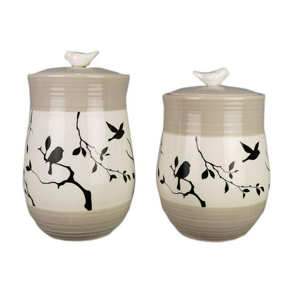 Youngs 21222 Ceramic Botanical Design Canister with Silicon Seal, Set of 4