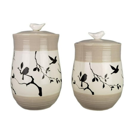 Youngs 21222 Ceramic Botanical Design Canister with Silicon Seal, Set of 4