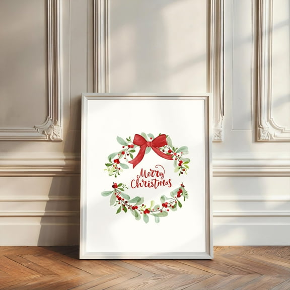 YaHaku Christmas Wreath Wall Art – Merry Christmas Holiday Decor
