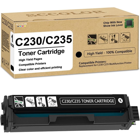 Extra High Yield C230 C235 Toner Cartridge with New Chip 006R04391 Black Toner Cartridge (BK:5,550 Pages) Compatible for Xerox C230/DNI C235/DNI C230 C235 Printer
