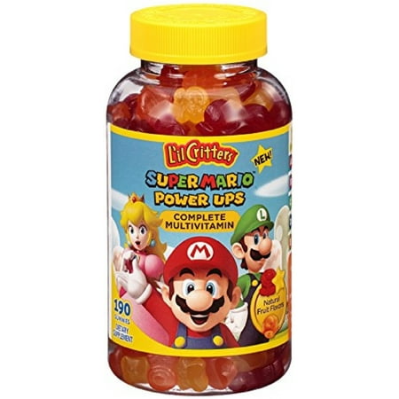 Lil Critters Super Mario Power Ups Complete Multivitamin Gummies, Natural Fruit Flavors 190 ea (Pack of
