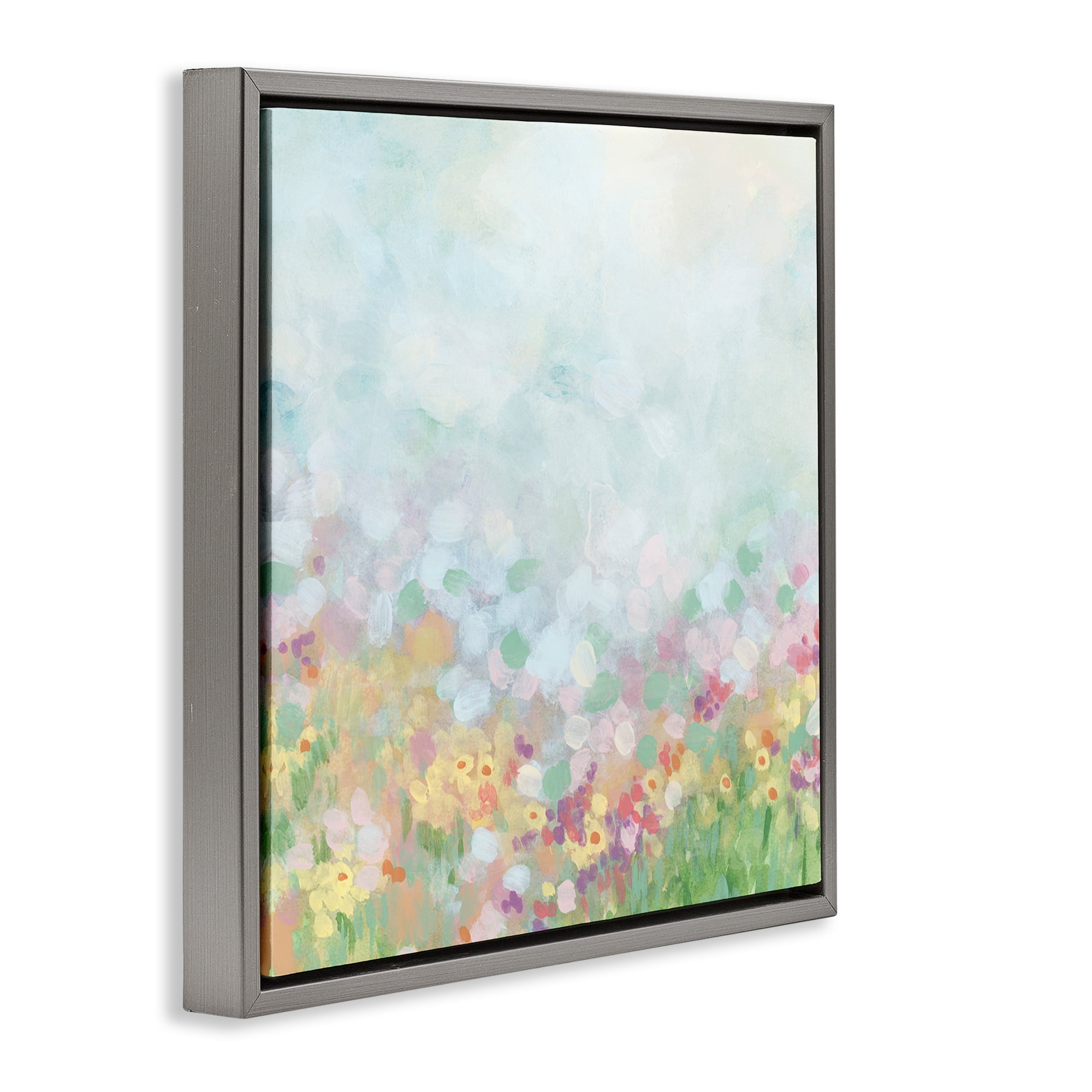 Stupell Industries Abstract Daisy Field Abstract Painting Gray Floater Framed Art Print Wall Art, 18 x 18