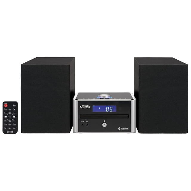 Jensen JBS-210 3-Piece Modern Compact Bluetooth Stereo Shelf System, CD Player, Digital AM/FM Stereo with Speakers, Aux-in, & Remote Control Included