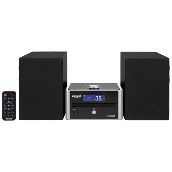 Jensen JBS-210 3-Piece Modern Compact Bluetooth Stereo Shelf System, CD Player, Digital AM/FM Stereo with Speakers, Aux-in, & Remote Control Included