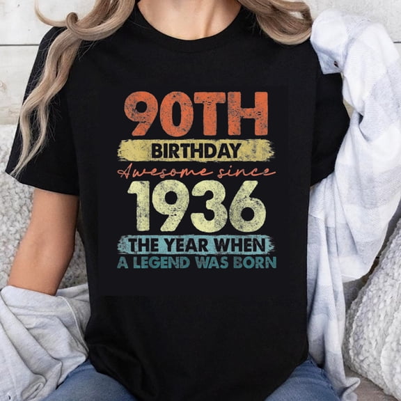 100% Cotton 90th Birthday Awesome Since 1936 The Year When A Legend Was Born T-Shirt