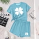 thumbnail image 5 of Vestido de manga corta para niños Día de San Patricio impreso conjunto de dos piezas niñas casual cuello redondo blusa y pantalones cortos, 5 of 6