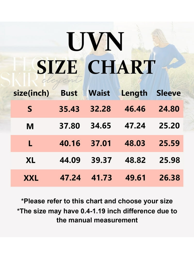 Uvn Fall Long Dress for Women Crewneck Casual Long Sleeve Pleated Dresses with Pockets