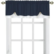 Woven Trends Two-Tone Window Curtain Valance, Double Layer Short Valance Small Window Curtains for Bathroom Living Room and Kitchen, Navy/White, 58" (W) x 14" (L) Valance