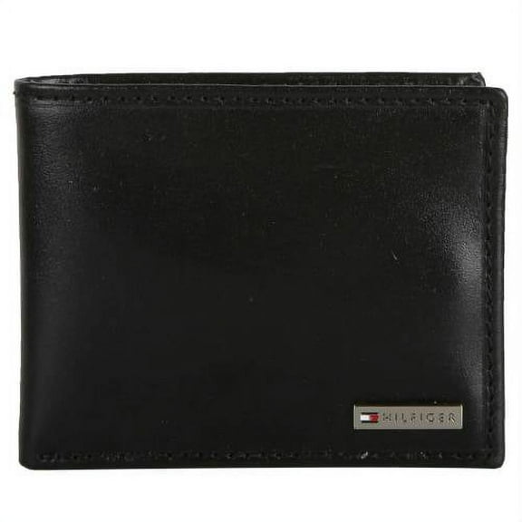 Tommy Hilfiger Leather Credit Card Id Wallet Bifold Black - 31tl22x053