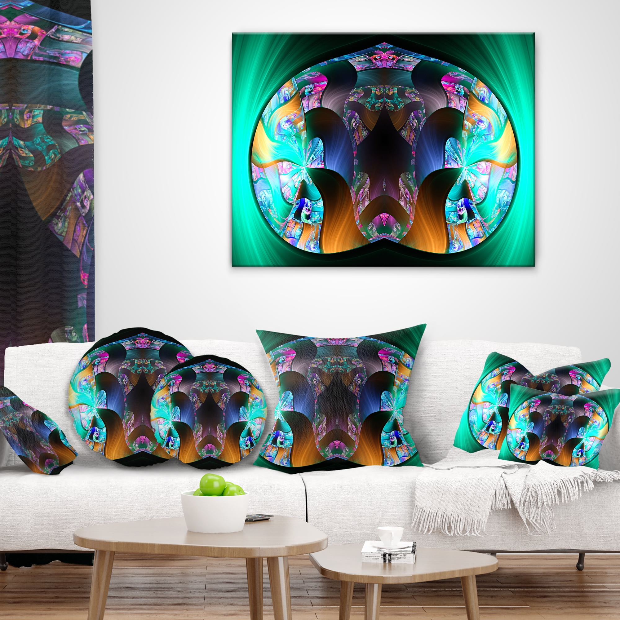 Designart Blue Capsule in Plasma - Abstract Throw Pillow - 16x16