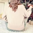 thumbnail image 4 of Christmas Sweater for Women New Crew Neck Long Sleeved Pullover for Relaxed Fit Lightweight Sweaters for Women Beige S, 4 of 9