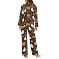 thumbnail image 6 of DISNIMO Ghost Pumpkin Printed Pajama for Women Set 2 Piece Pj Long Sets Long Sleeve Top Wide Leg Pants Button Down Sleepwear Halloween Nightwear with Pockets, XL, 6 of 7