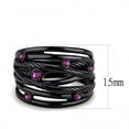 thumbnail image 2 of Black Womens Ring Anillo Para Mujer Stainless Steel Ring with Top Grade Crystal in Fuchsia, 2 of 5