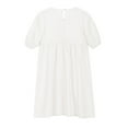 thumbnail image 5 of Jinhomg Girls Short Sleeve Dresses Trendy Tie Front Mini Dress Cute Ruffle Pleated A Line Tunic Dresses Summer Playwear White 120, 5 of 8