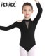 thumbnail image 2 of IEFiEL Tutu niñas Ballet Ropa de baile fuera del hombro espalda recortada bailarina gimnasia leotardo niños Turnpakje trajes de baile lírico, 2 of 5