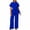 Blue, variant on Women's 2 Piece Outfits Suit Set Short Sleeve Peplum Top Flared Pants Sets Business Pantsuits 2026 Black M