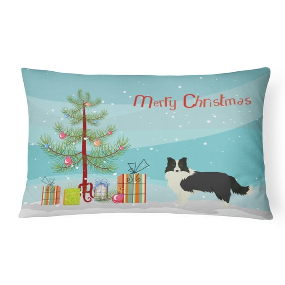 Carolines Treasures CK3522PW1216 Border Collie Christmas Tree Canvas Fabric Decorative Pillow, 12H x16W, multicolor