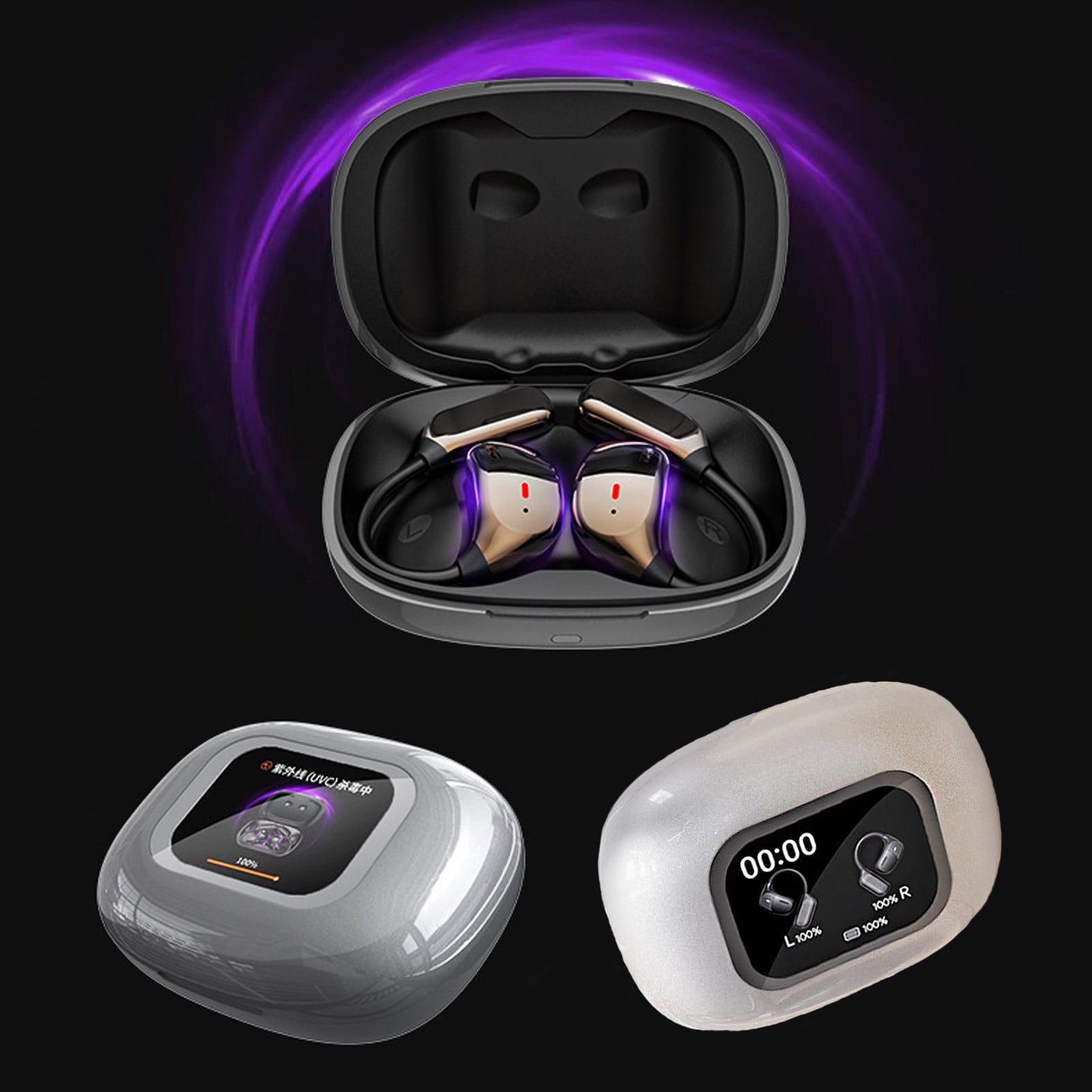 Smart Translation Earphones Wireless Earbuds, Circularite Ear Buds, Earbuds Screen Display, Wireless Earbuds Noise Reduction, High Sound Quality, Waterproof, for Sport