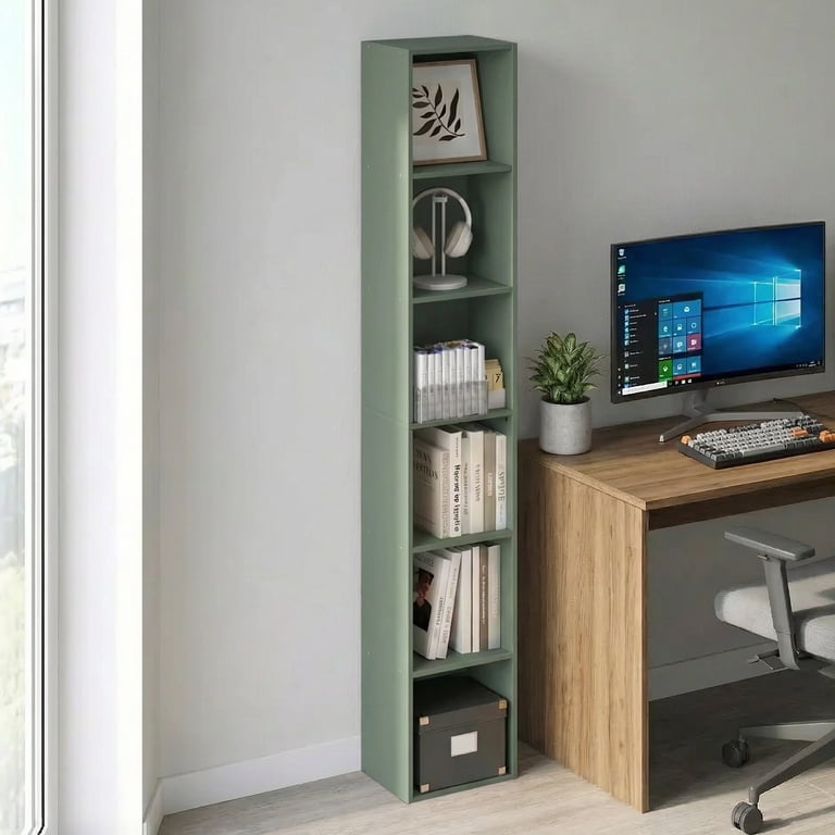 Furinno Luder 6-Tier Tall Open Bookshelf, Sage Green photo 2