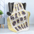 thumbnail image 4 of Ostrich Soft Flannel Fleece Throw Blanket, Animals List Zebra Toucan Peacock Warthog Monkeys Jackal, Cozy Plush for Indoor and Outdoor Use, 50" x 60", Earth Yellow Eggplant, by Ambesonne, 4 of 5