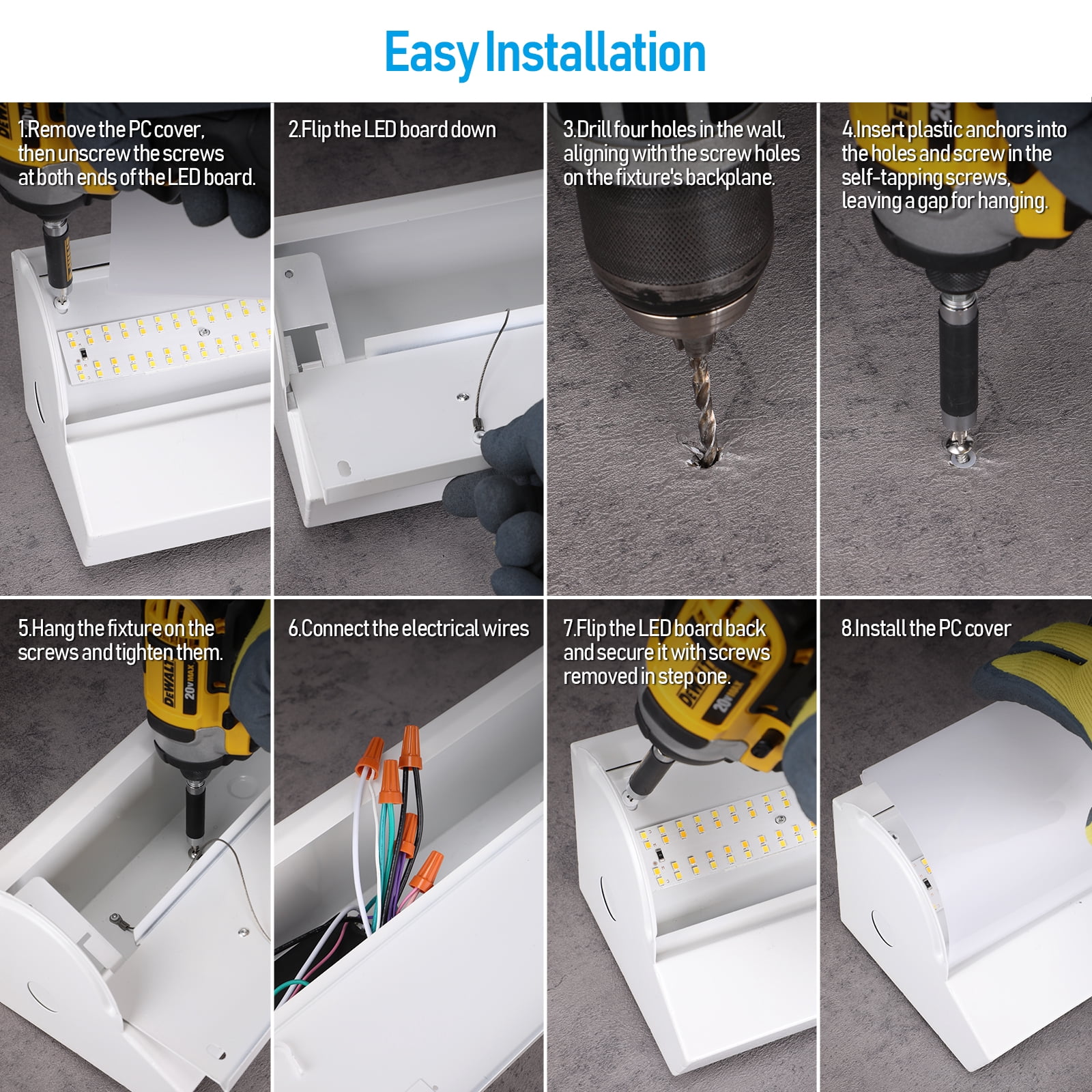 3CCT 4FT Commercial Linear Stairwell Strip Light with Emergency Battery Backup, 0-10V Dimmable, 3900LM/5200LM/6500LM Selectable