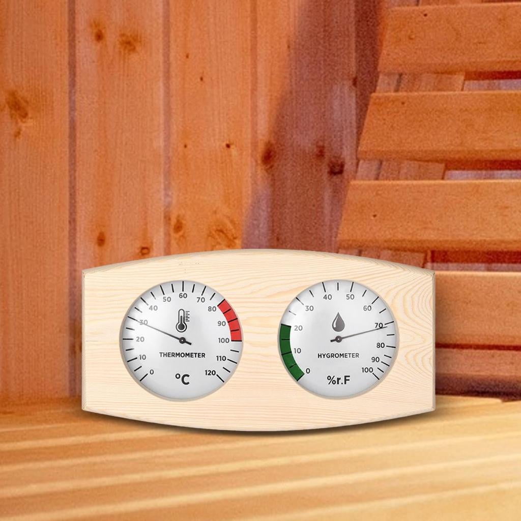 Lerpwige Upgrades Wooden Sauna Thermometers & Hygrometer Pine Glass Metal Accuracy Temperature & Humidity Meter for Room