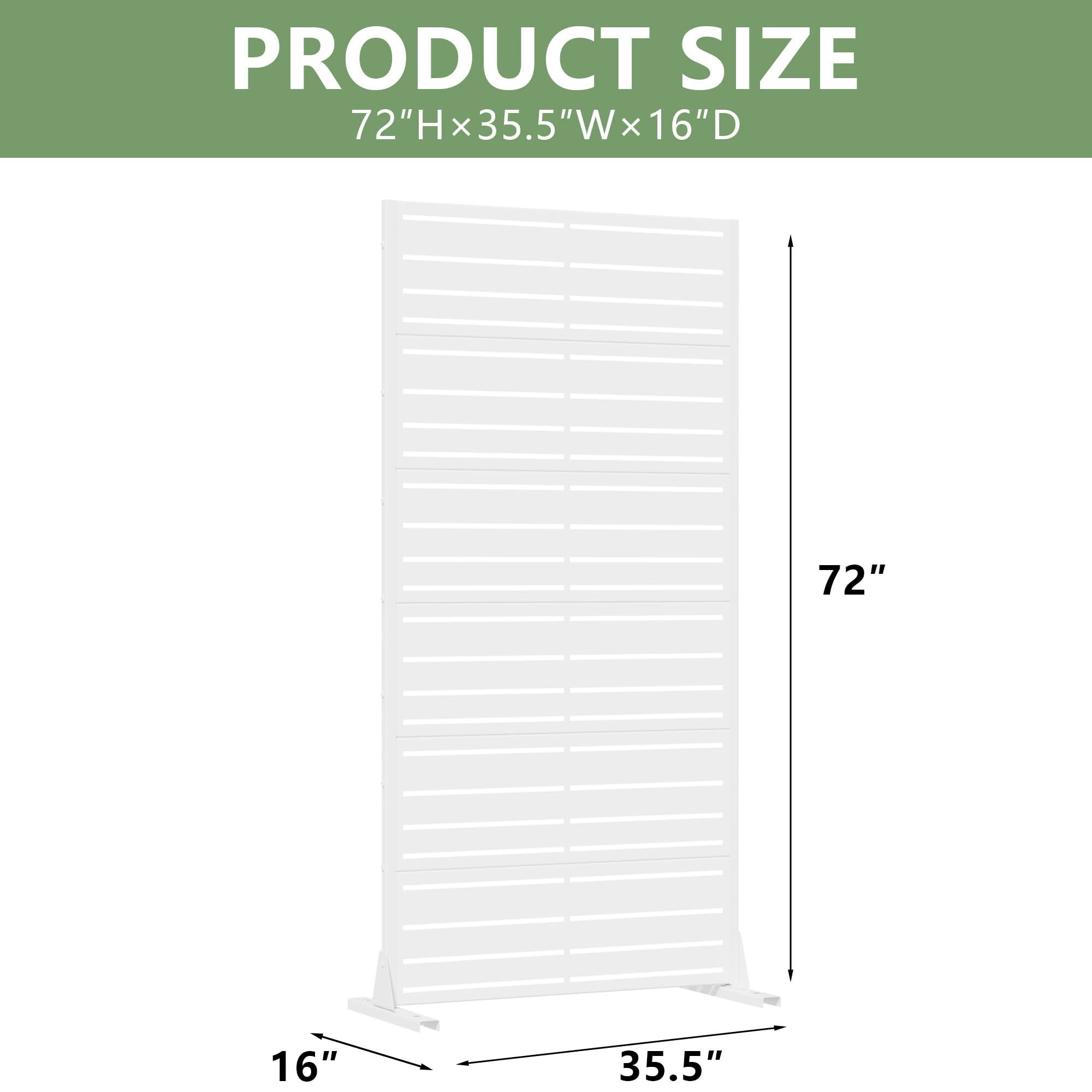 MAYEERTY Outdoor Metal Privacy Screen 6ft × 3ft White, 6-Panel Wide-Narrow Louvered Galvanized Iron, Weatherproof for Patio